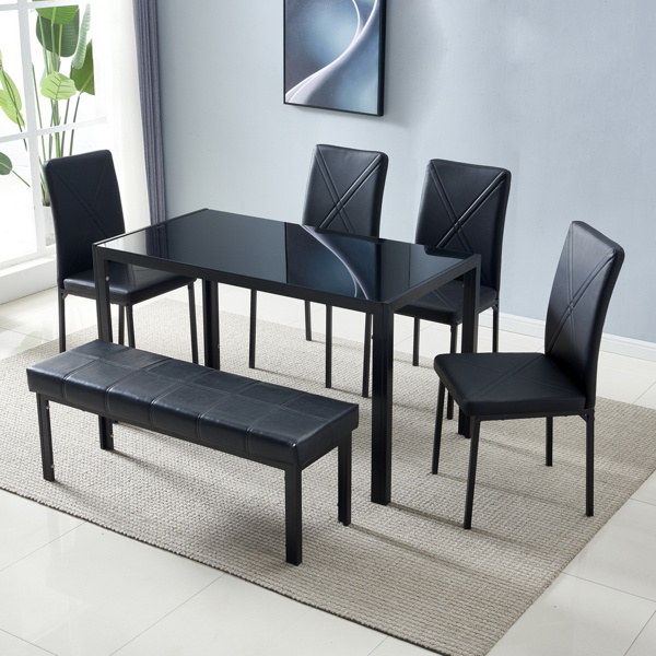 dropship Simple Assembled Tempered Glass & Iron Dinner Table Black(Replacement code: 21491449)