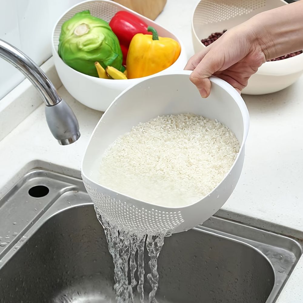 dropship 1pc/2pcs/3pcs Multi-Functional Kitchen Washing Basket Basin - Drain Water, Wash Rice, Perfect For Cleaning Vegetables And Fruits, And More With Convenient
