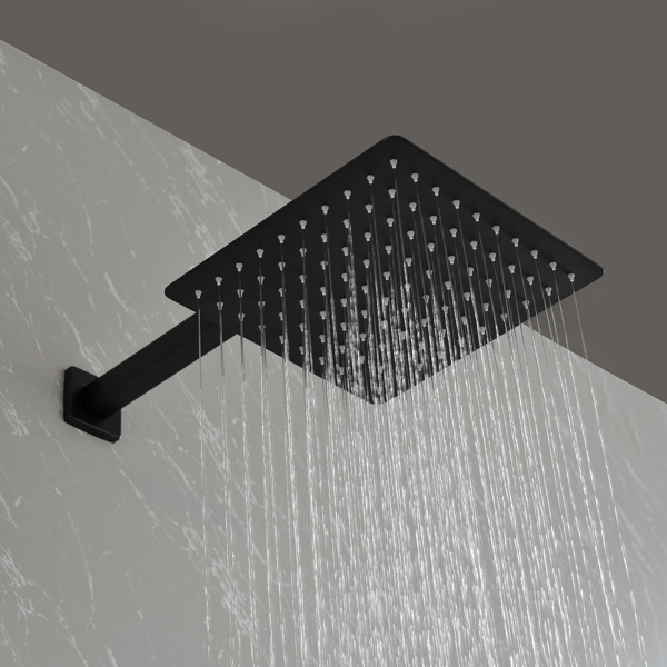 dropship Brass Matte Black Shower Faucet Set Shower System 10 Inch Rainfall Shower Head with Handheld Sprayer Bathroom Luxury Rain Mixer Combo