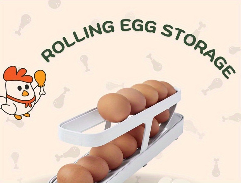 dropship 1pc Rolling Refrigerator Egg Dispenser, Space-Saving Holder For Fridge Storage Anti-fall Egg Tray, Egg Rack Tray For Refrigerator, Kitchen Supplies