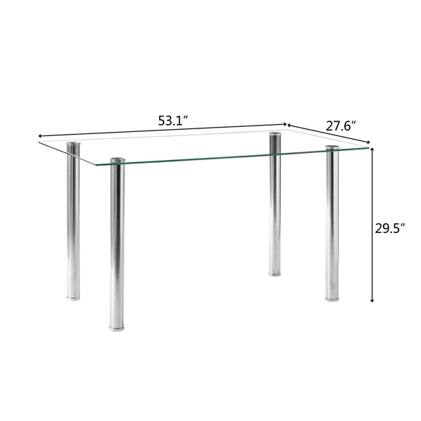 dropship Simple Assembled Transparent Glass & Iron Dinner Table