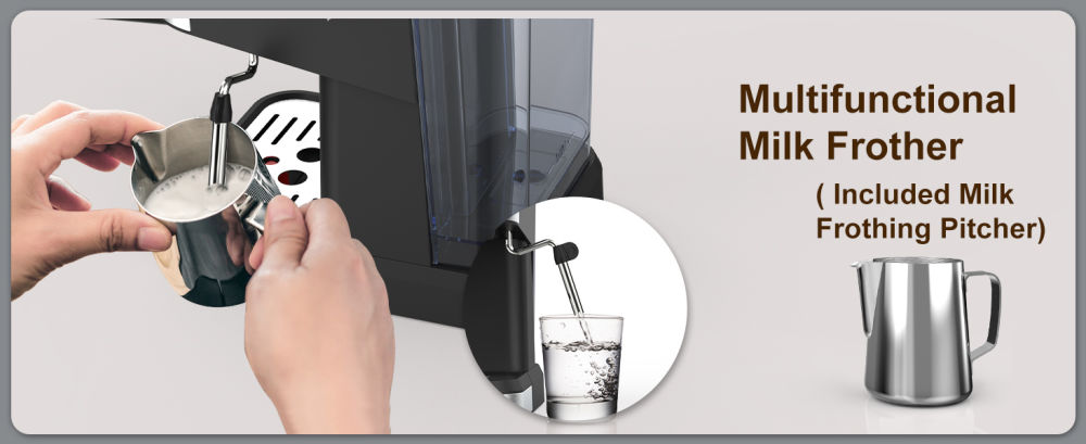 dropship Espresso Machine with Milk Frother, 20 Bar Pump Pressure Coffee Machine, 1.5L/50oz Removable Water Tank, 1050W Semi-Automatic Espresso/Latte/Cappuccino Machines for Home Barista, Office