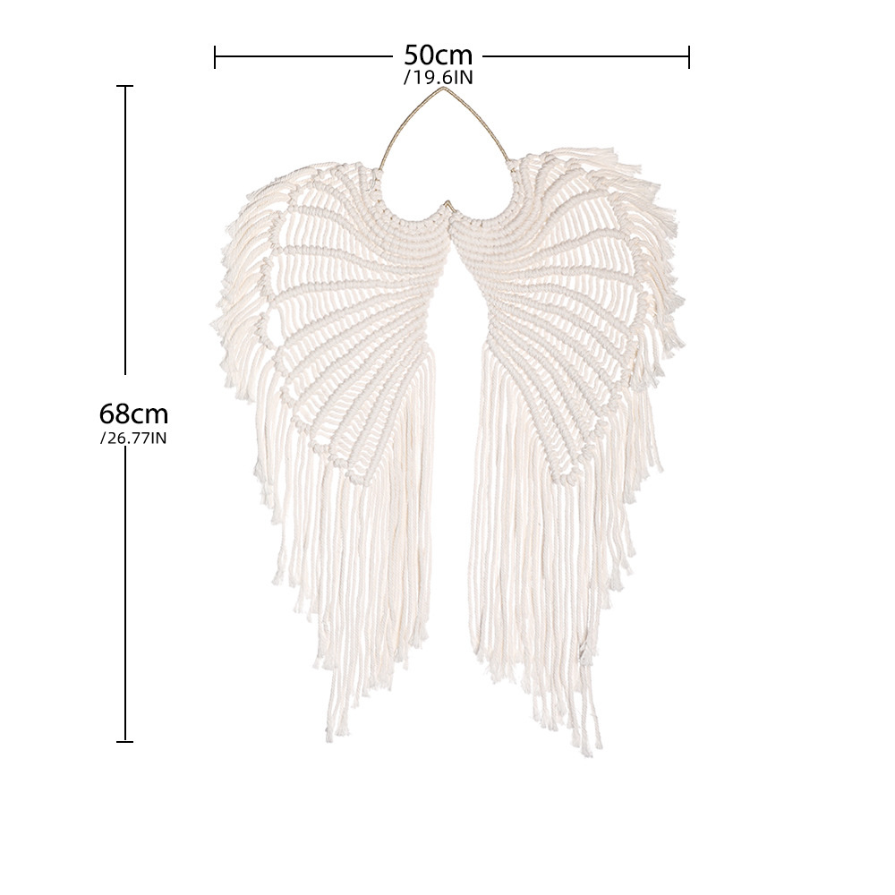 dropship 1pc Bohemian Angel Wings Tapestry Pendant with Long Tassels - Hand Woven Dream Catcher Wall Hanging for Weddings, Offices, and Bedrooms