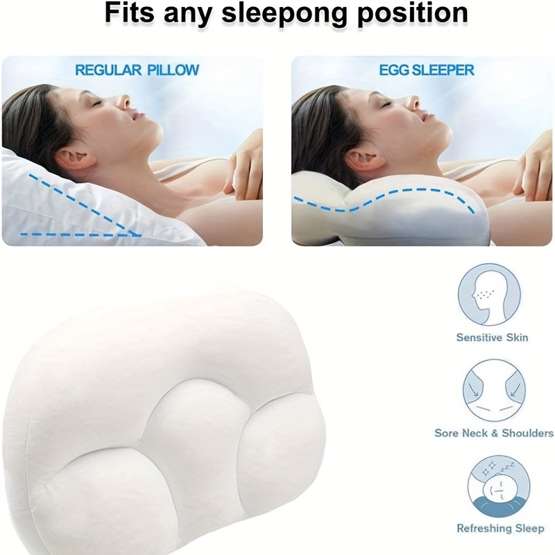 dropship 1pc All-round Cloud Pillow, Soft Bed Pillow Nursing Pillow 3D Ergonomic Sleeping Egg Shaped Ergonomic Pillows