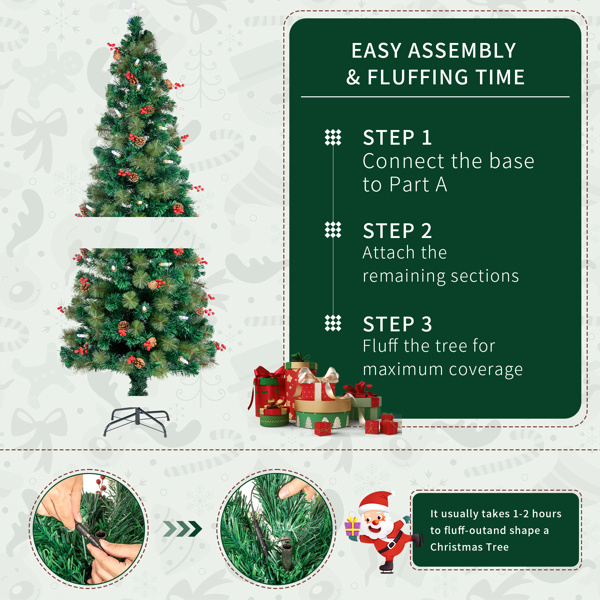 dropship 6.5ft Pre-Lit Fiber Optical Christmas Tree with Colorful Lights and 260 Branch Tips