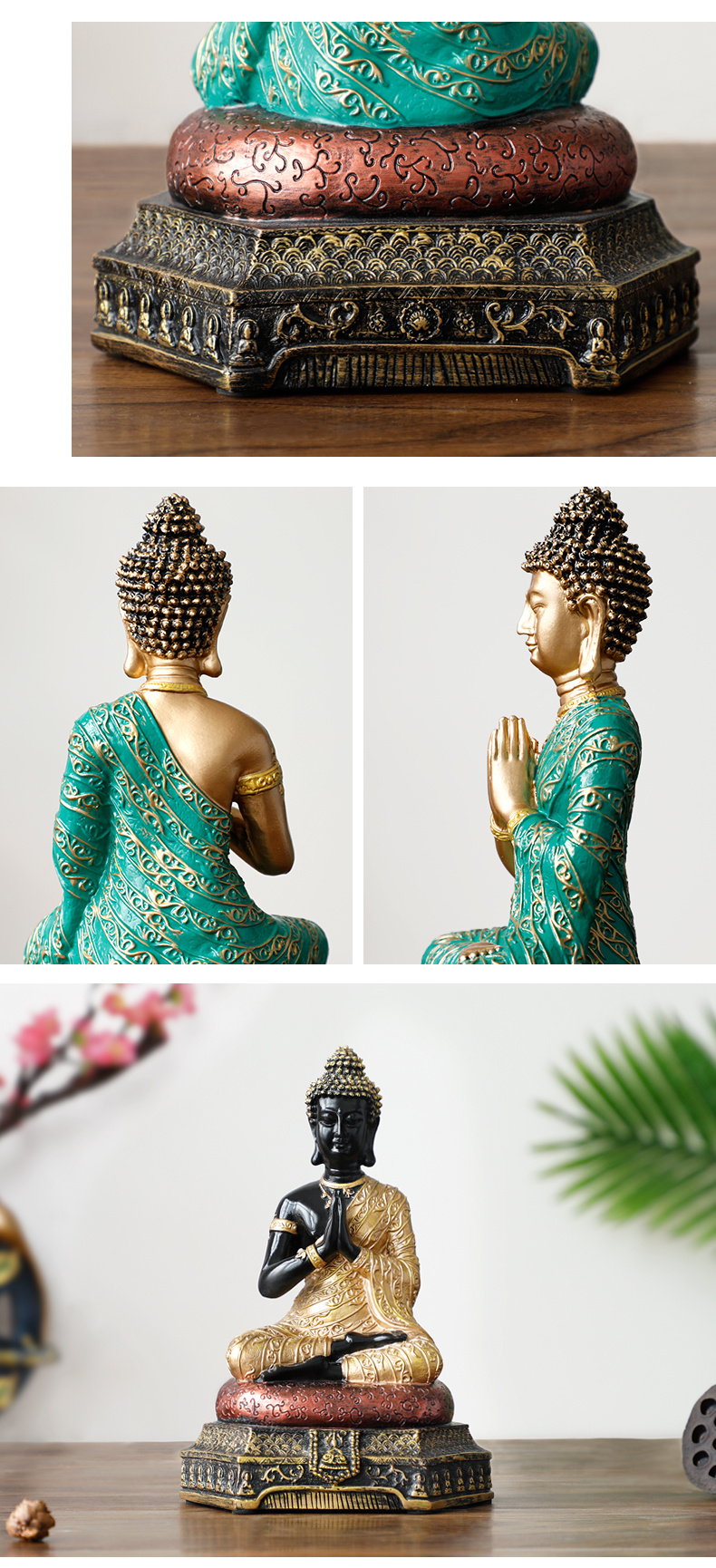 dropship Buddha Statues Thailand for Garden office home Decor Desk ornament fengshui hindu sitting Buddha figurine Decoration