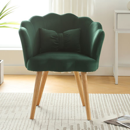 dropship Vanbow.Velvet Wooden foot casual lotus chair with waist pillow(GREEN)