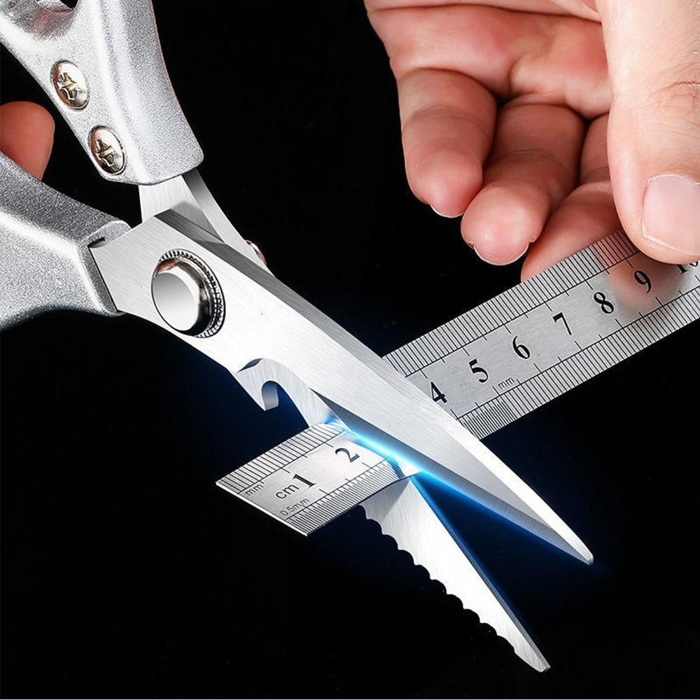 dropship 1pc Professional 8.5-inch Stainless Steel Kitchen Scissors with Aluminum Alloy Handle - Perfect for Cutting Chicken Bones and More