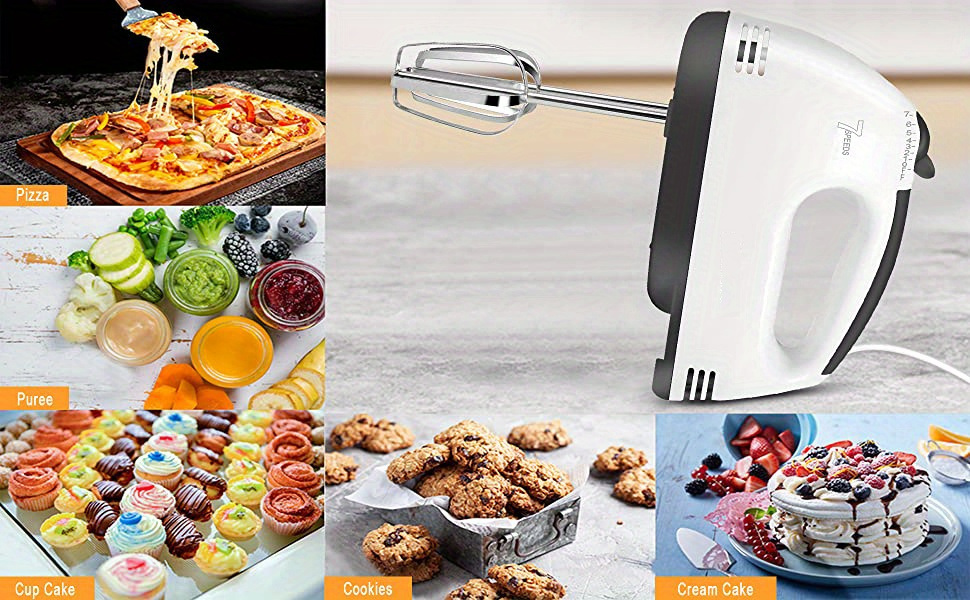 dropship 1pc 7-Speed Electric Hand Mixer - Egg Beater, Whisk, Breaker, and Stirrer - Home Appliance for Kitchen Bowl Aid and Food Mixing