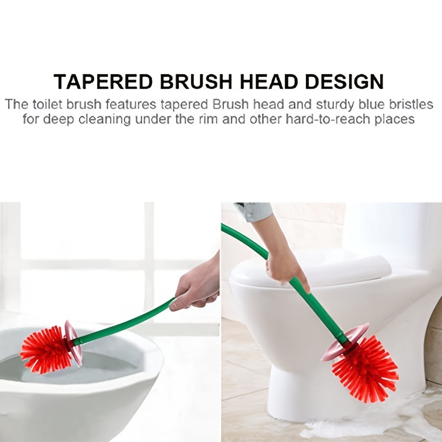 dropship 1pc, Creative Toilet Brush With Holder Bowl&Long Handle, Household Bathroom Cleaning Tool Cleaner And Base For Storage&Organization, Thick Bristle