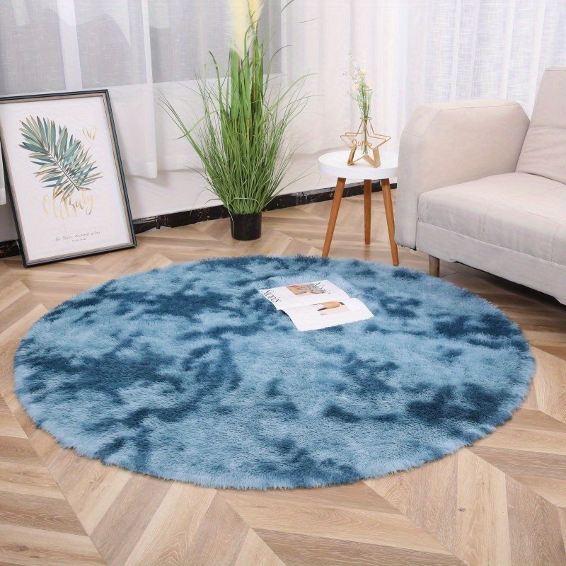 dropship 1pc, Tie-Dye Plush PV Velvet Area Rug, 62.99", American Style Round Rug, Floor Decor