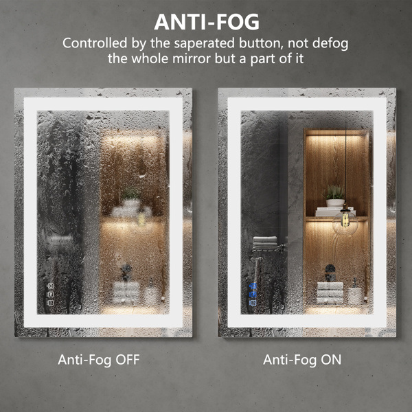 dropship LED Mirror for Bathroom 24x40 with Lights, Anti-Fog, Dimmable, Backlit + Front Lit, Lighted Bathroom Vanity Mirror for Wall, Memory Function, Tempered Glass
