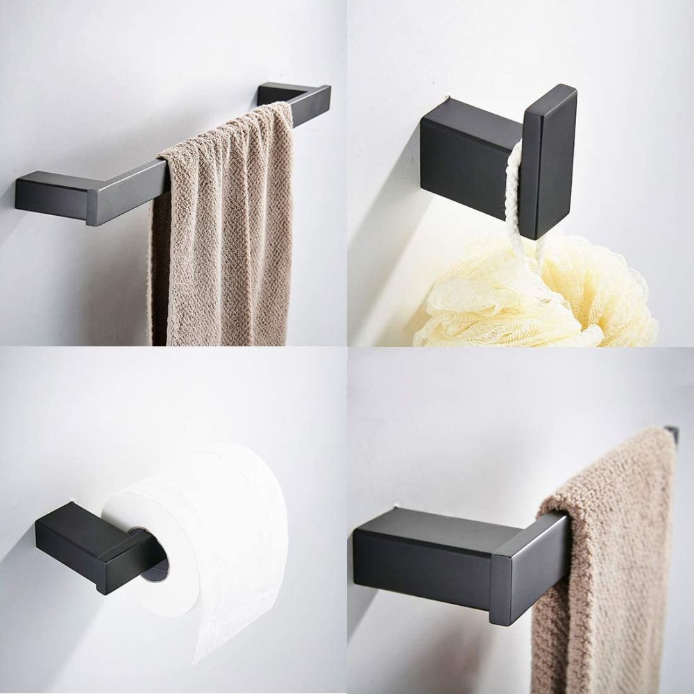 dropship Bathroom Hardware Set Brushed Nickel 4-Pieces Bathroom Towel Rack 24 Inches Adjustable Bathroom Accessories Set