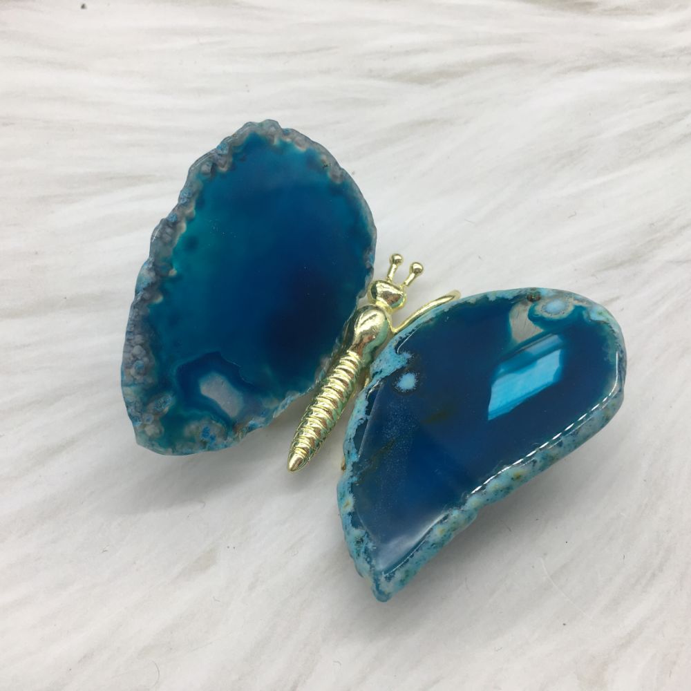 dropship 2inches Blue agate quartz crystal DIY butterfly quartz crystal skull home decor reiki healing 1pc