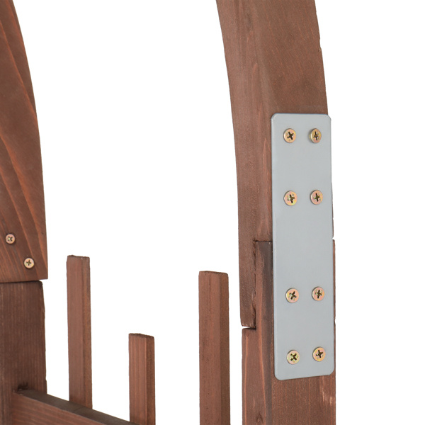dropship 6.8FT Wooden Arch with Bench for 2 People, Garden Arbor Trellis for Climbing Plant, Outdoor Garden Lawn Backyard Patio Decor, Dark Brown