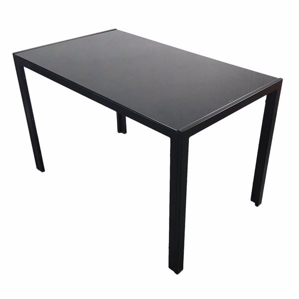 dropship Simple Assembled Tempered Glass & Iron Dinner Table Black