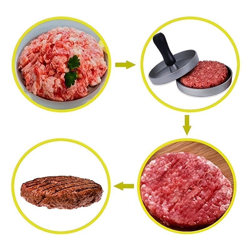 dropship 1pc Non-Stick Aluminum Burger Press - Perfect for Burgers, Patties, Meatballs, Grilling, and Kitchen Cooking - Ideal Back to School Supply