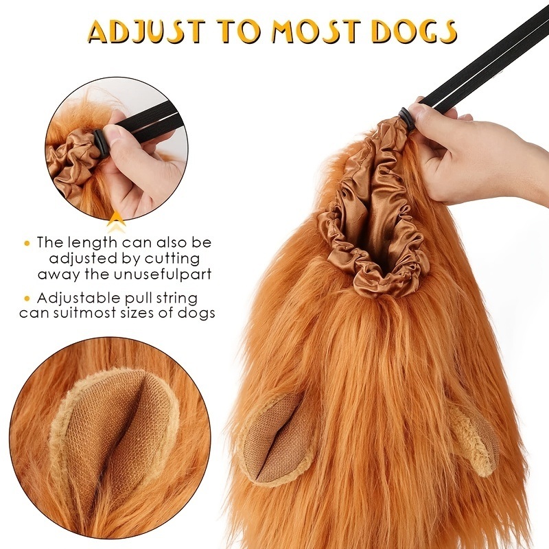 dropship Adjustable Lion Wig with Ears for Dogs - Cute and Fun Mane Costume for Your Pet