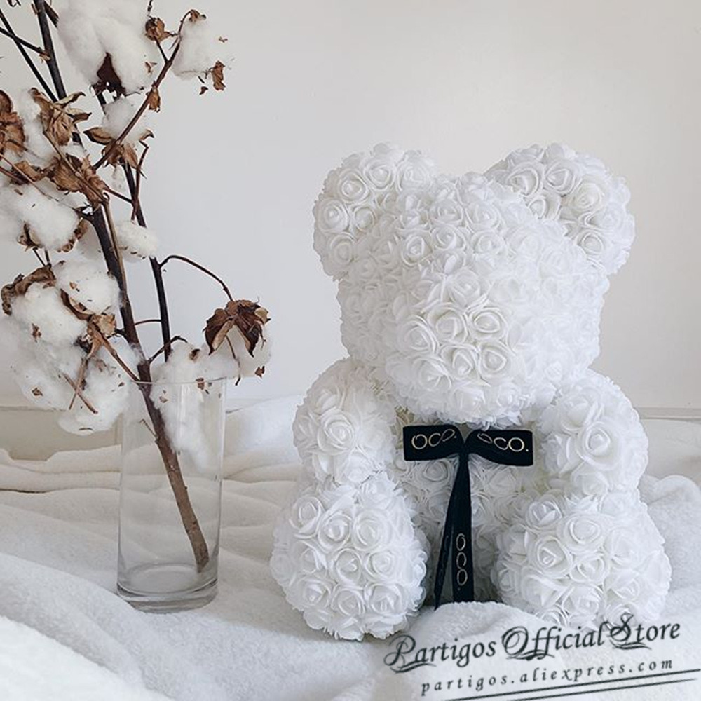 dropship DIY Valentines Day Gifts Red Rose Bear Artificial foam Roses Flower Wedding Engagement Decoration little Bear Mold bear Teddy
