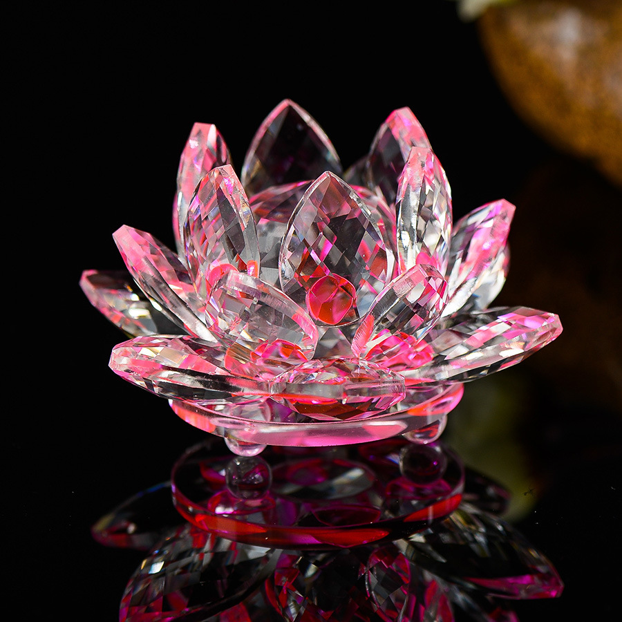 dropship 80 mm Feng shui Quartz Crystal Lotus Flower Crafts Glass Paperweight Ornaments Figurines Home Wedding Party Decor Gifts Souvenir