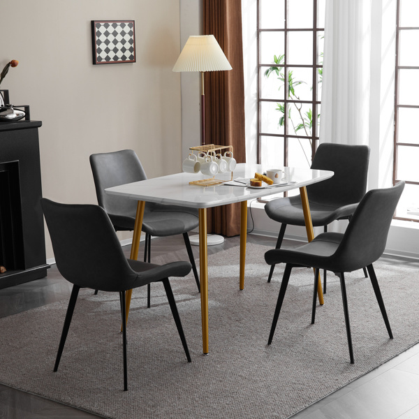 dropship 4pcs Disassembled PU Iron Pipe Curved Dining Chair Black