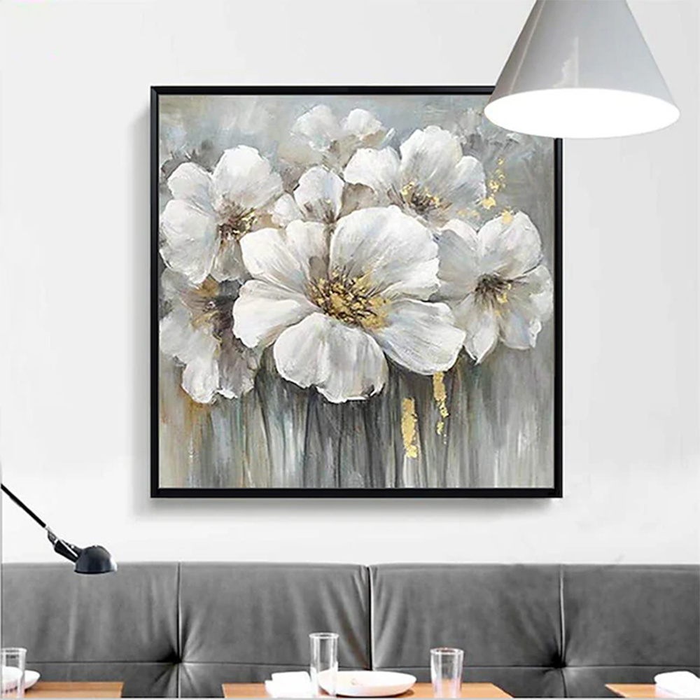 dropship Hand Painted Oil Paintings Hand Painted Square Floral / Botanical Pop Art Living Room Hallway Bedroom Luxurious Decorative Painting