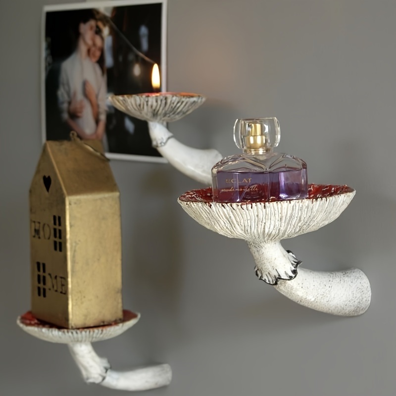 dropship 1pc Resin Mushroom Hanging Shelf - Decorative Wall Mounted Shelves for Home and Office Decor