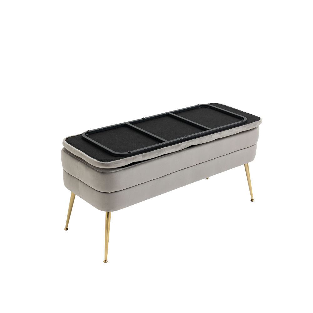dropship COOLMORE Storage Ottoman, Bedroom End Bench,Upholstered Fabric Storage Ottoman with Safety Hinge, Entryway Padded Footstool, Ottoman Bench for Living Room & Bedroom