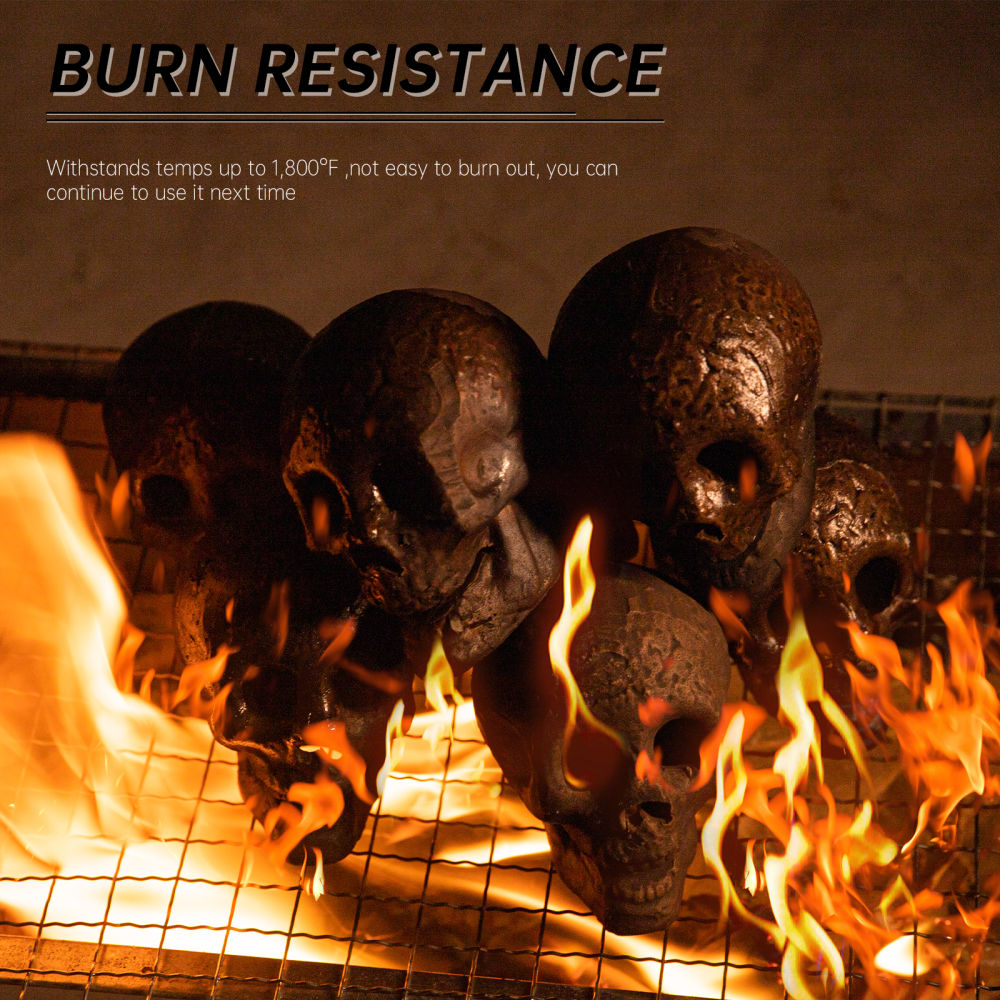 dropship 1/4/8/12pcs, Halloween Fire Pit Skull Ceramic Props, Reusable Fireproof Skull Fire Pit, Halloween Decor For Party, BBQ, Fire Pit ,Fireplace, Gas, Halloween Horror
