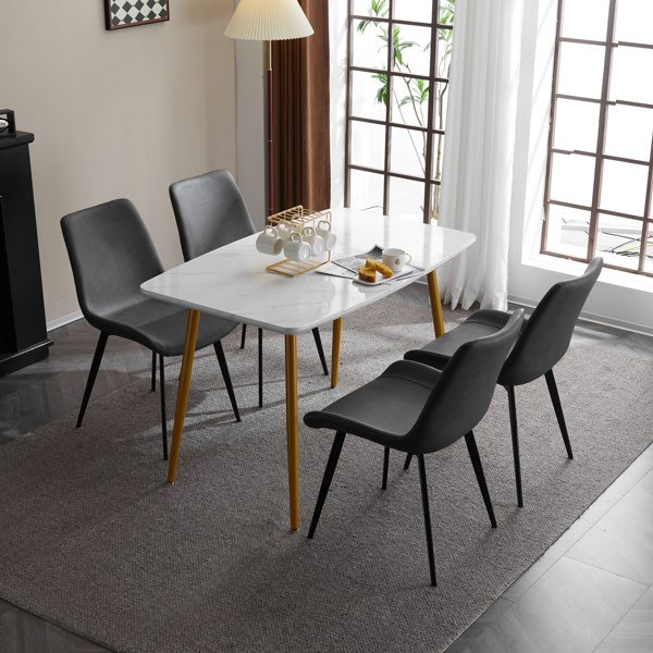 dropship 4pcs Disassembled PU Iron Pipe Curved Dining Chair Black