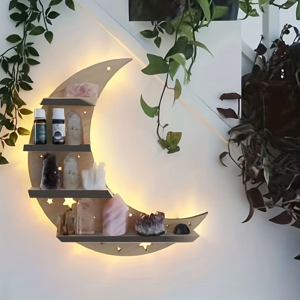 dropship 1pc Crystal Display Shelf - Wall Mounted Decorative Shelf for Moon Moth Butterfly Lamp - Perfect for Halloween, Thanksgiving, Christmas, and New Year Gifts