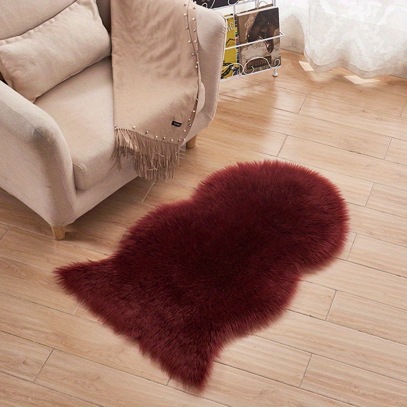 dropship 1pc Fluffy Imitation Wool Area Rug, Suede Fleece Bottom Long Imitation Wool Rug, Acrylic 80% Polyester 20%, 23.62*35.43inch, Living Room Bedroom Rug, Entryway Rug, Plush Rug, Simple Carpet