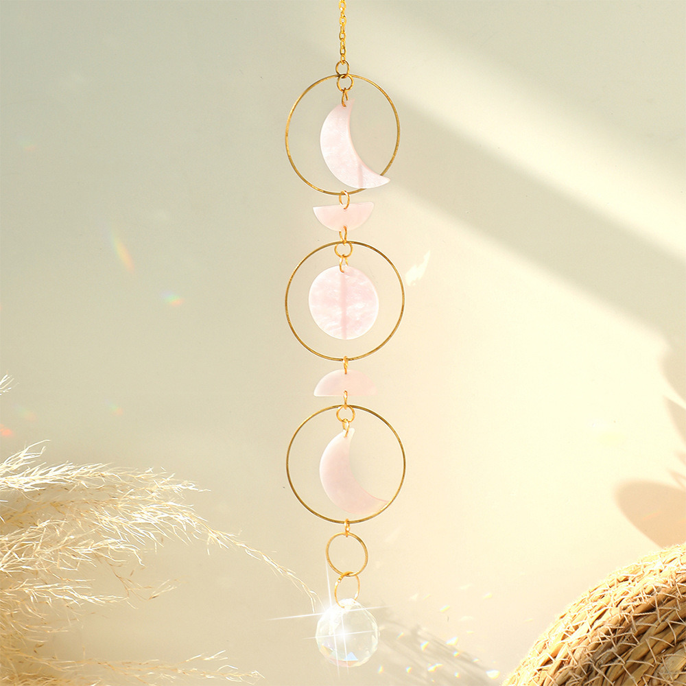 dropship 1pc Acrylic Sun-moon Metal Chain Home Living Room Decoration Car Hanging