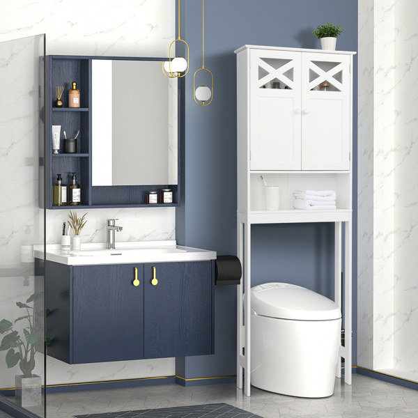 dropship FCH Double Door Fork Toilet Cabinet White