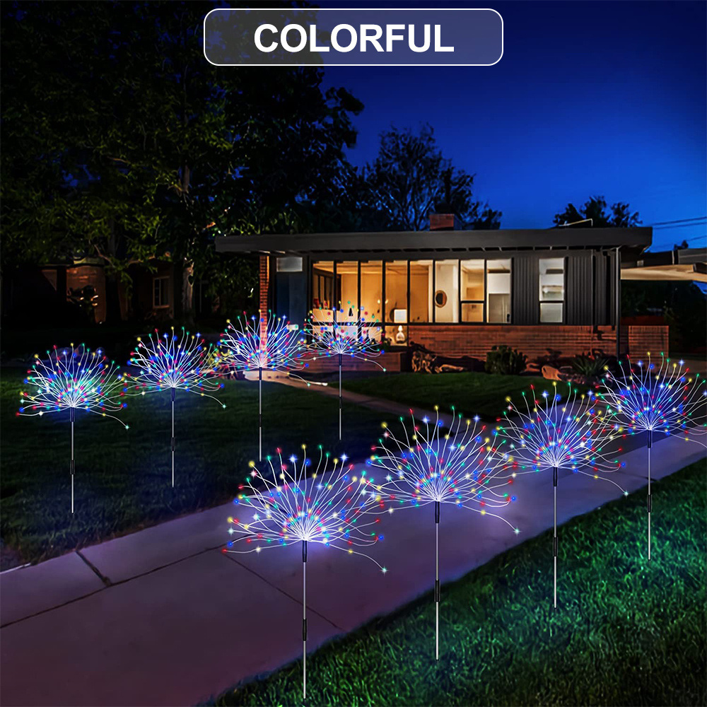 dropship 1 Pack Solar Firework Light Outdoor, IP65 Waterproof Solar Garden Flower Lights With 8 Lighting Modes, Decorative Fairy Lights With Stake, Halloween Decorations