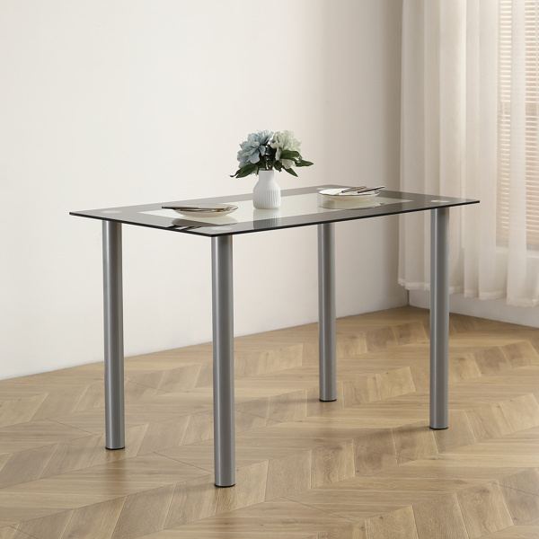 dropship 110cm Dining Table Tempered Glass Dining Table