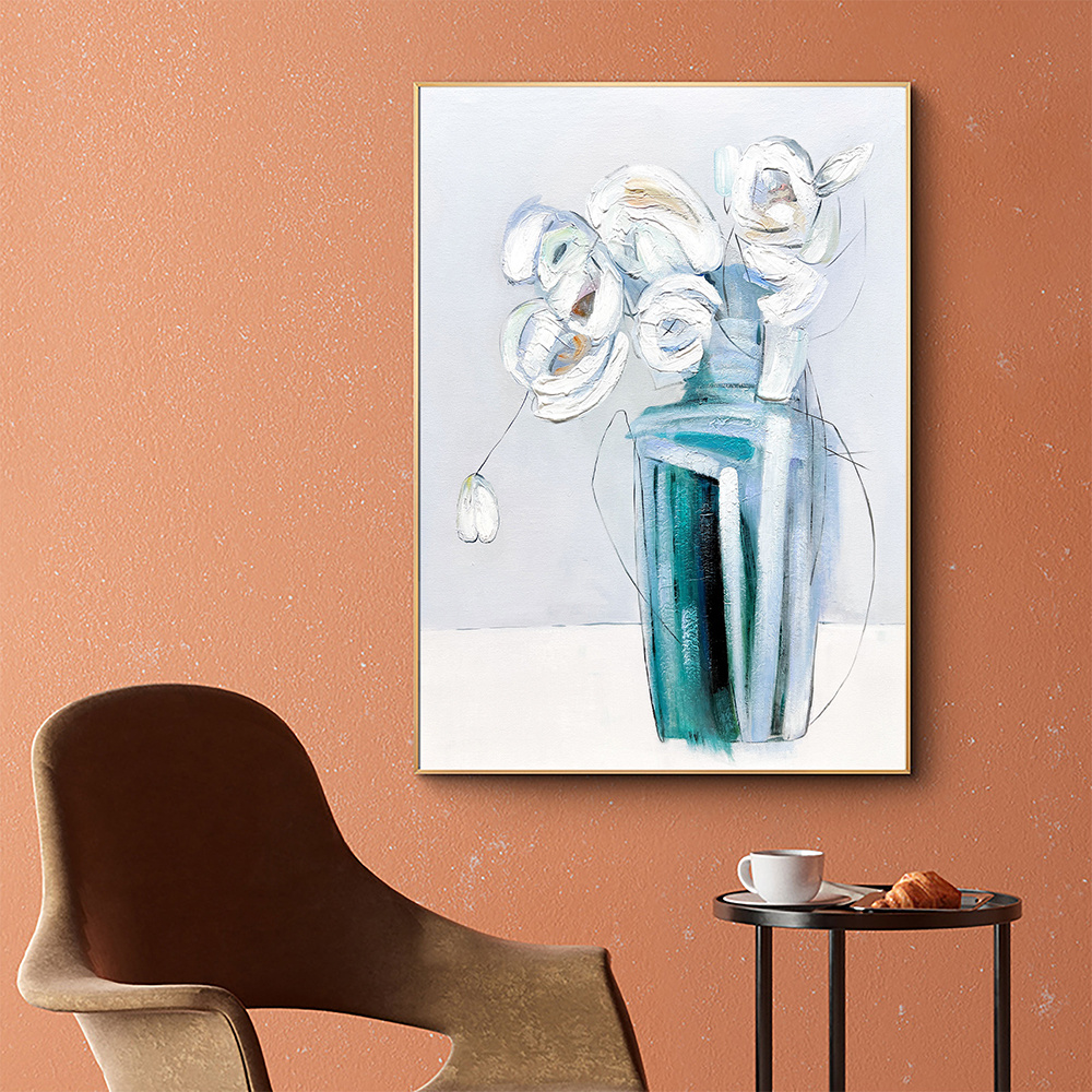 dropship Hand Painted Oil Painting Minimalism Abstract Floral Oil On Canvas Large Original Floral Scenery Acrylic Modern Painting Wall Art Living Room Decor