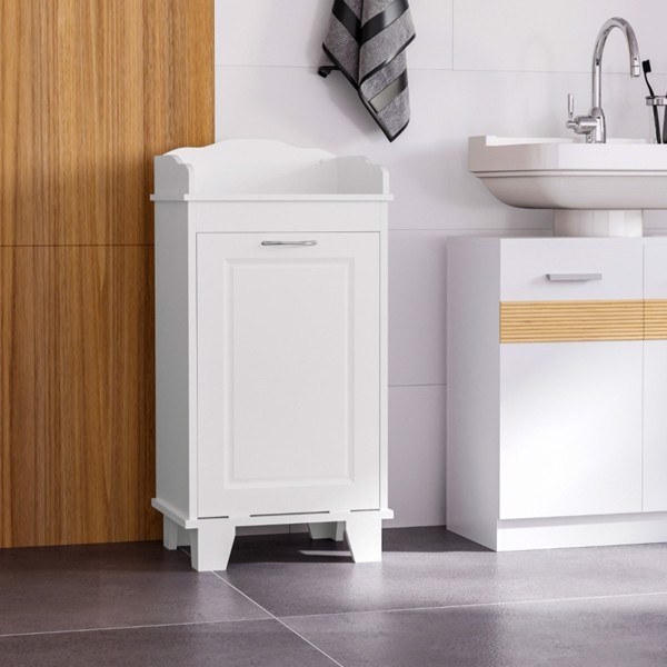 dropship Free Standing Home Organizer Hamper, Bathroom Storage Cabinet, White