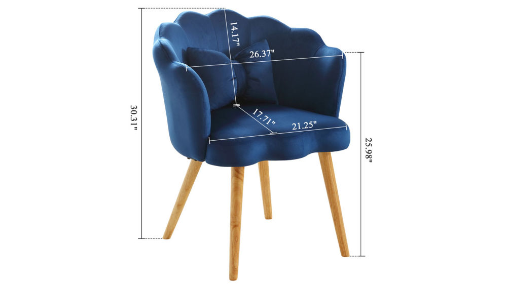 dropship Vanbow.Velvet Wooden foot casual lotus chair with waist pillow(BLUE)