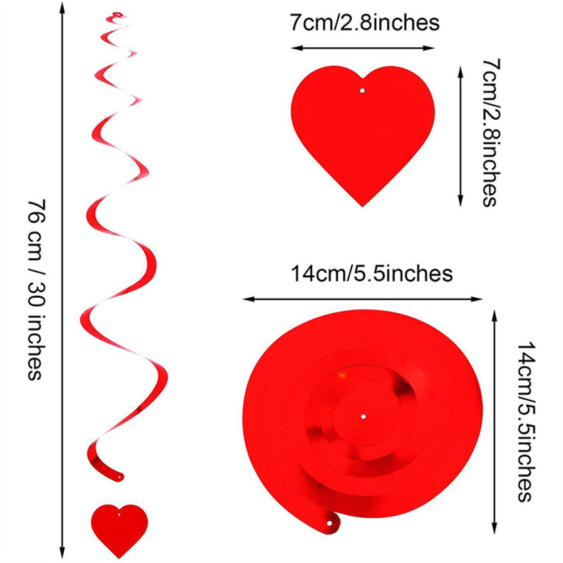 dropship 6pcs Heart Valentines Day Wedding Ceiling Hanging Decoration San Valentin Mariage Hanging Spiral Decor Diy Party Supplies