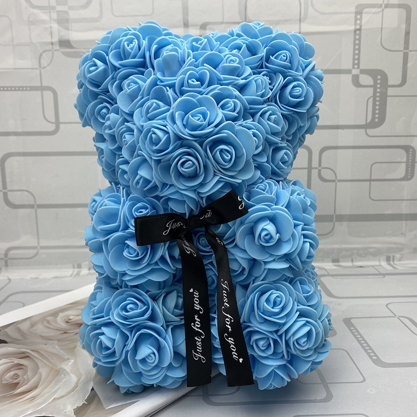 dropship Valentines Day Gift 25cm Red Rose Teddy Bear Flower Valentines Gift