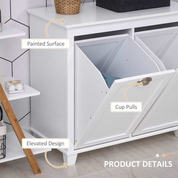 dropship Tilt-Out Laundry Sorter Cabinet, Bathroom Storage Organizer white-AS