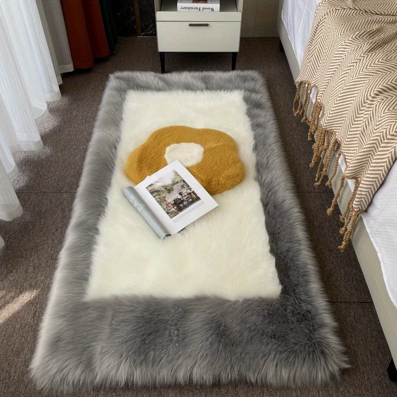 dropship 1pc, Soft and Fluffy Sheepskin Rug for Bedroom and Living Room - Non-Slip and Machine Washable Carpet for Dormitory and Room Decor