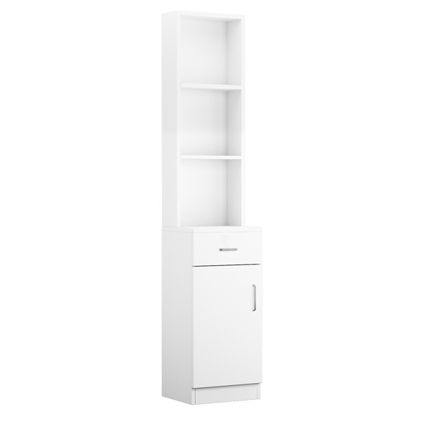 dropship FCH Standing 5 Compartments 1 Drawer 1 Door MDF Barber Cabinet White