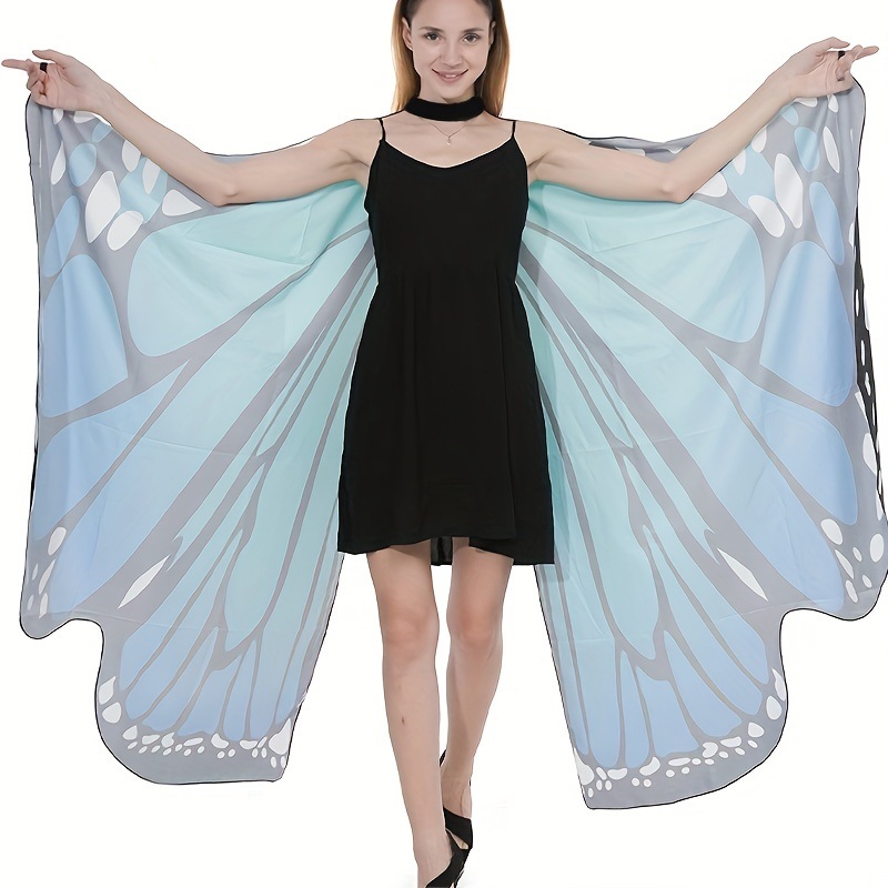 dropship 1pc, Spooktacular Creations Butterfly Wing Cape Shawl With Lace Mask And Black Velvet Antenna Headband Adult Women Halloween Costume Accessory