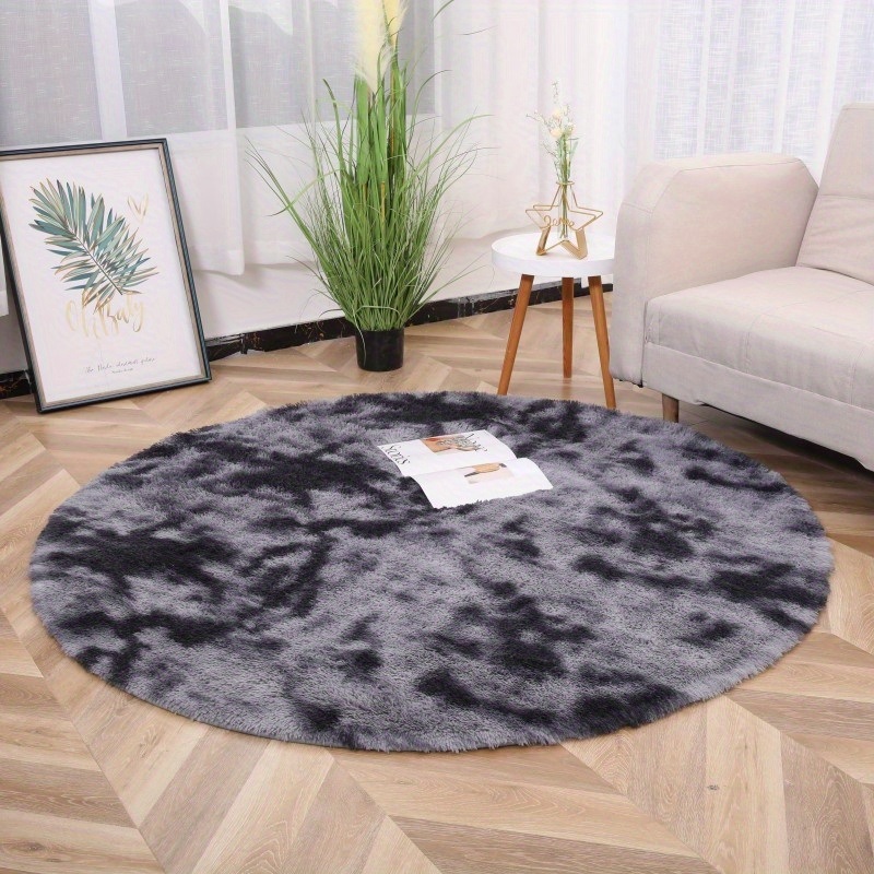 dropship 1pc, Tie-Dye Plush PV Velvet Area Rug, 62.99", American Style Round Rug, Floor Decor
