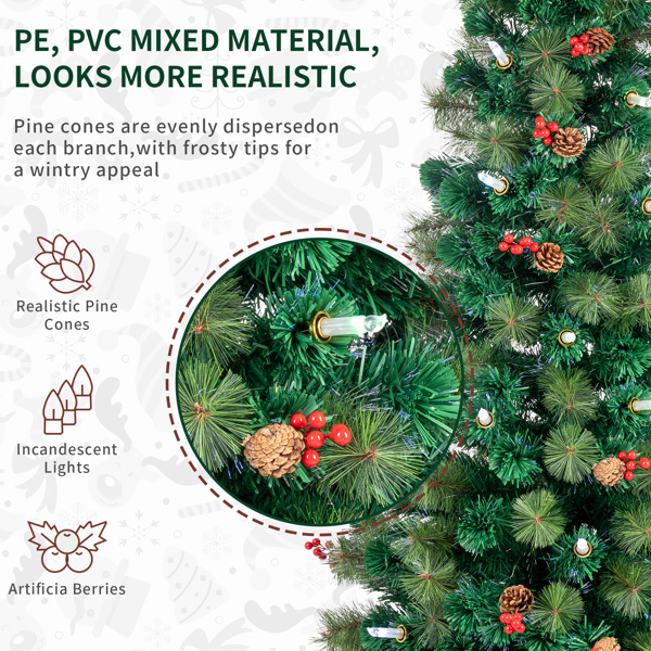 dropship 7.5ft Pre-Lit Fiber Optical Christmas Tree with Colorful Lights and 300 Branch Tips