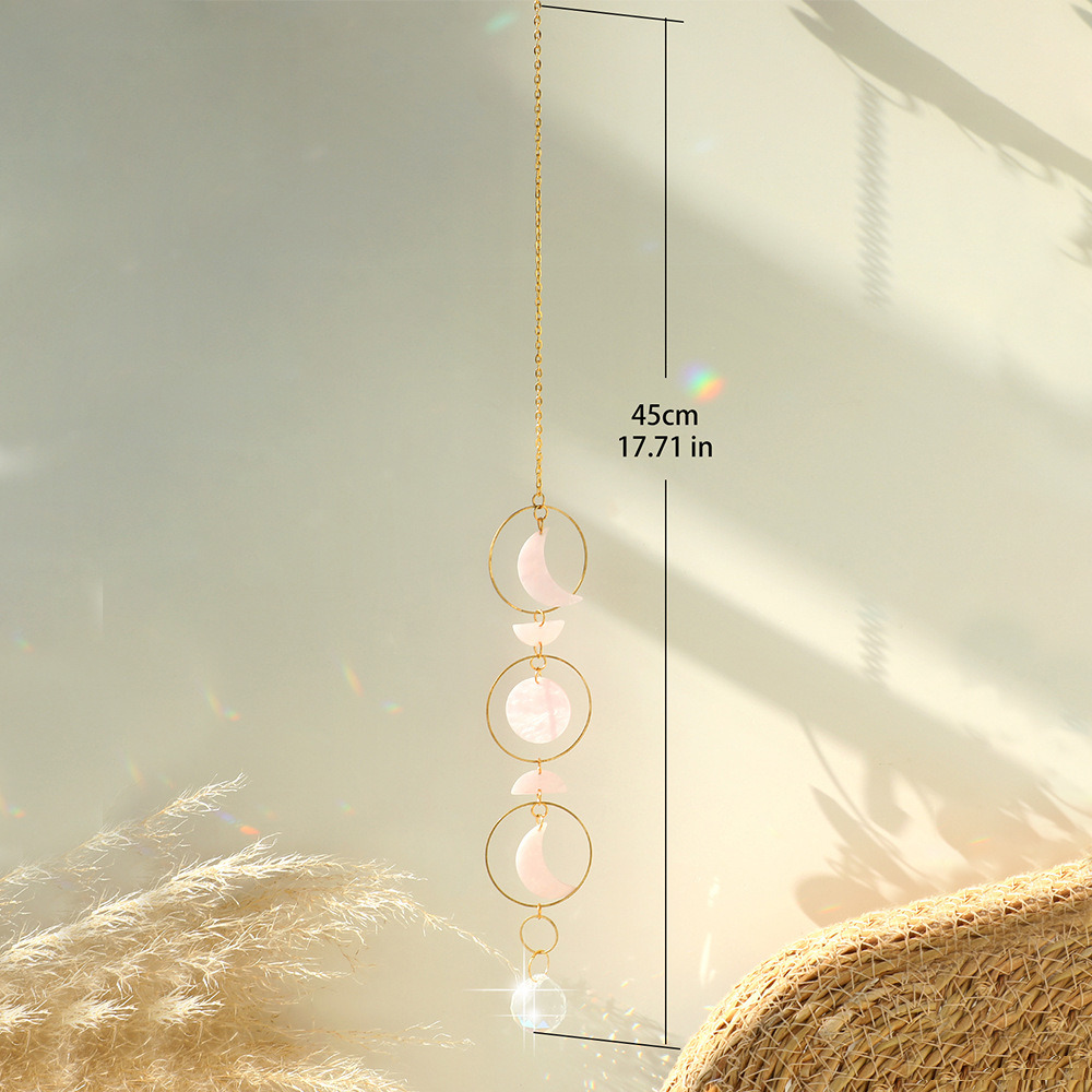 dropship 1pc Acrylic Sun-moon Metal Chain Home Living Room Decoration Car Hanging