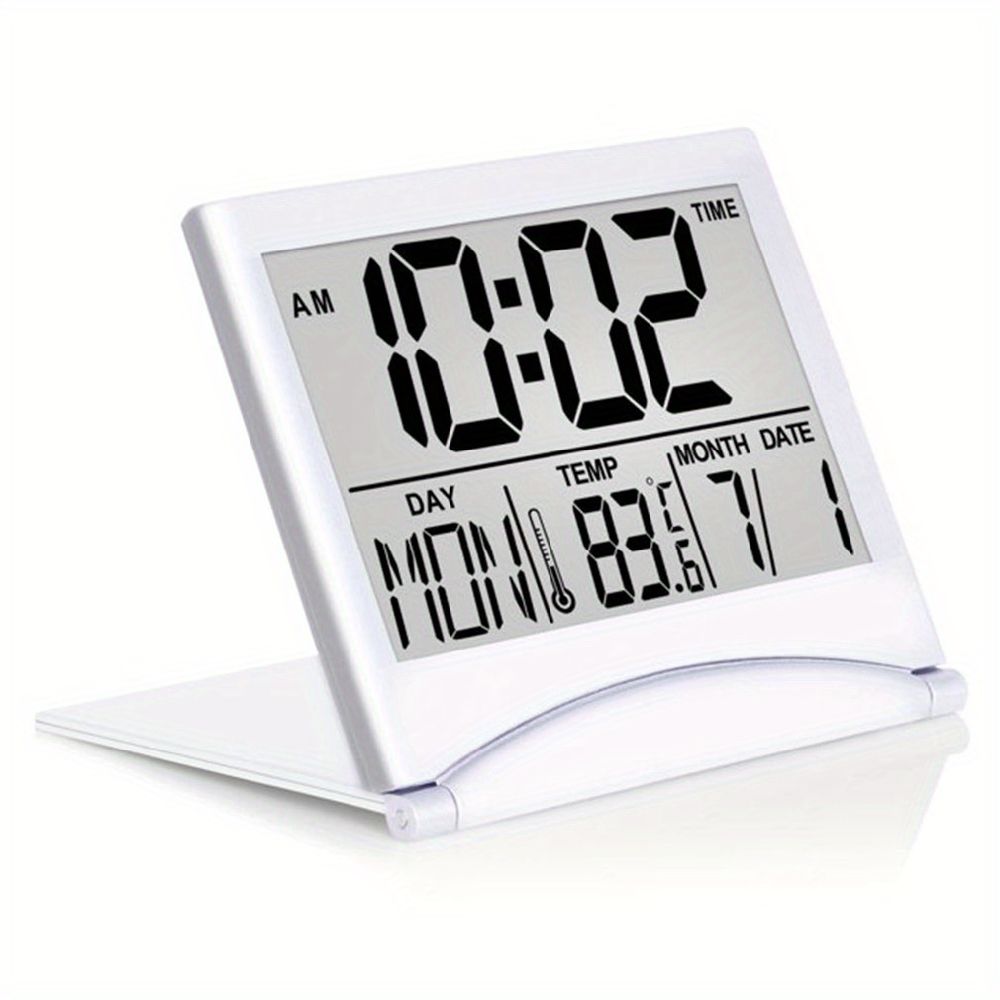 dropship 1pc, Foldable Digital Alarm Clock with Calendar, Temperature, and Battery Operation - Perfect for Bedroom, Living Room, and Office