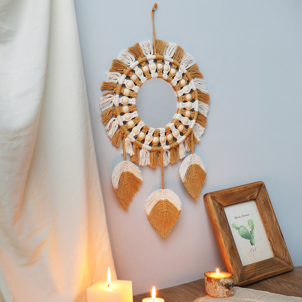 dropship 1pc, Bohemian Hand-Woven Dream Catcher with Mirror - Wall Art, Home Decor, Birthday Gift, Festival Decor